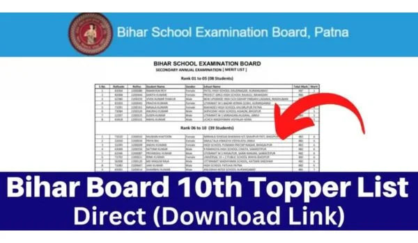 Bihar Board 10th Topper List 2023 | Check PDF BSEB Matric District Wise Name wise List