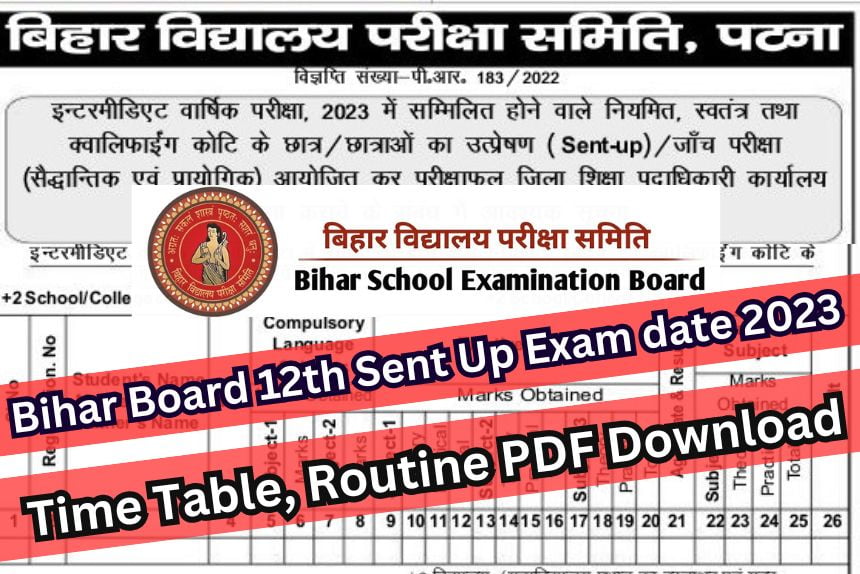 Bihar Board 12th Sent Up Exam date 2023, Time Table, Routine PDF Download Link