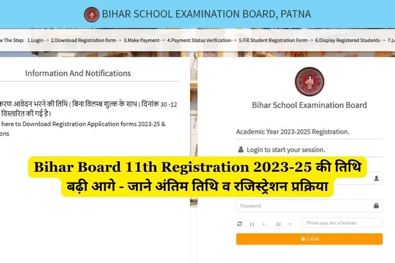Bihar Board 11th Registration 2023-25 (Date Extended): अब 30 December तक कर सकेंगे BSEB इंटरमीडिएट का रजिस्ट्रेशन, जाने पूरी जानकारी